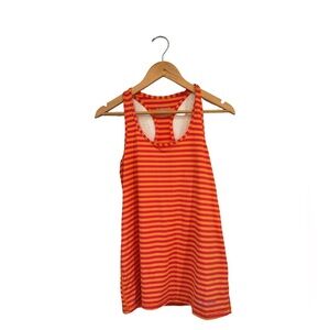 Women’s Brooks orange and pink striped tank top size large